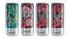 four tall slim custom cans with different patterns: deer, 青蛙, flowers and snowflakes printed using variable printing technology